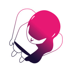 top view woman in swimsuit character