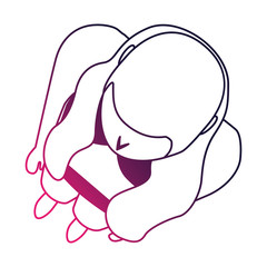 top view woman in swimsuit character