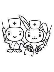 huhn vogel küken paar team 2 freunde hase kaninchen häschen spritze süß Stethoskop abhören herzschlag puls verarzten krankenschwester behandeln untersuchen krank gesund notarzt pfleger heilen