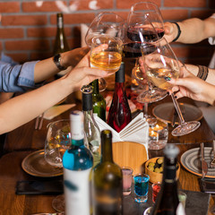 A lot of glasses clicking