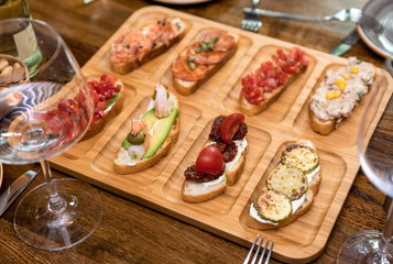 Delicate snacks on the table