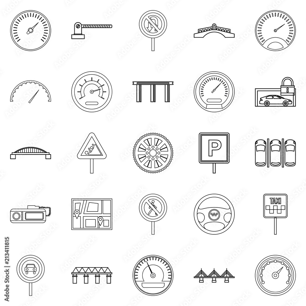 Aufkleber asphalt icons set. outline set of 25 asphalt vector icons for web isolated on white background