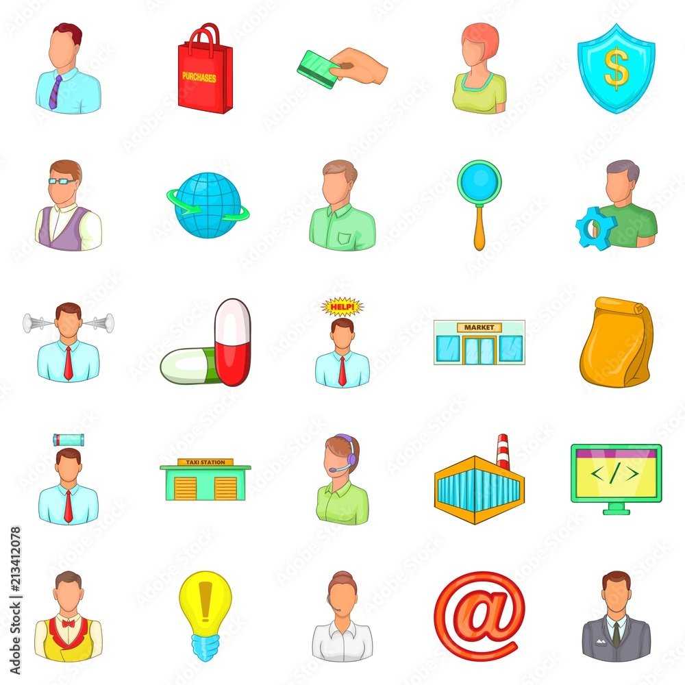 Poster teaching icons set. cartoon set of 25 teaching vector icons for web isolated on white background