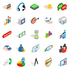 Business woman icons set. Isometric set of 25 business woman vector icons for web isolated on white background