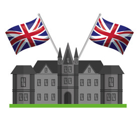 Fototapeta na wymiar edinburgh castle united kingdom flags