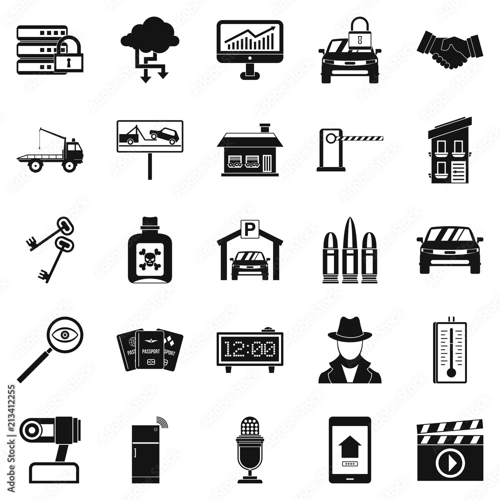 Poster car recorder icons set. simple set of 25 car recorder vector icons for web isolated on white backgro