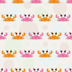 Vector seamless crab pattern illustration. Print for textiles.