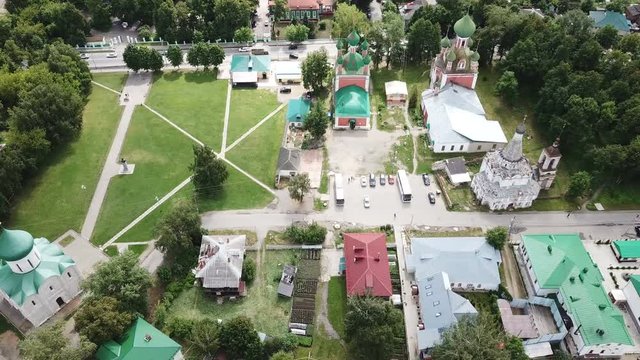 Aerial view of  Spaso-Preobrazhensky cathedral in Pereslavl-Zalessky,  Russia