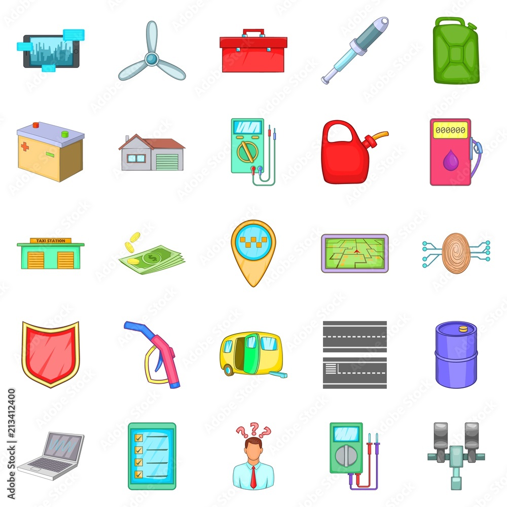 Poster car correction icons set. cartoon set of 25 car correction vector icons for web isolated on white ba