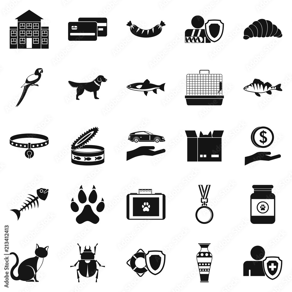 Poster kitten icons set. simple set of 25 kitten vector icons for web isolated on white background