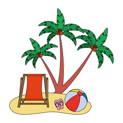beach chair ball sandals and coconut palm