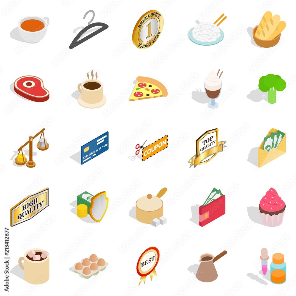 Poster hash icons set. isometric set of 25 hash vector icons for web isolated on white background