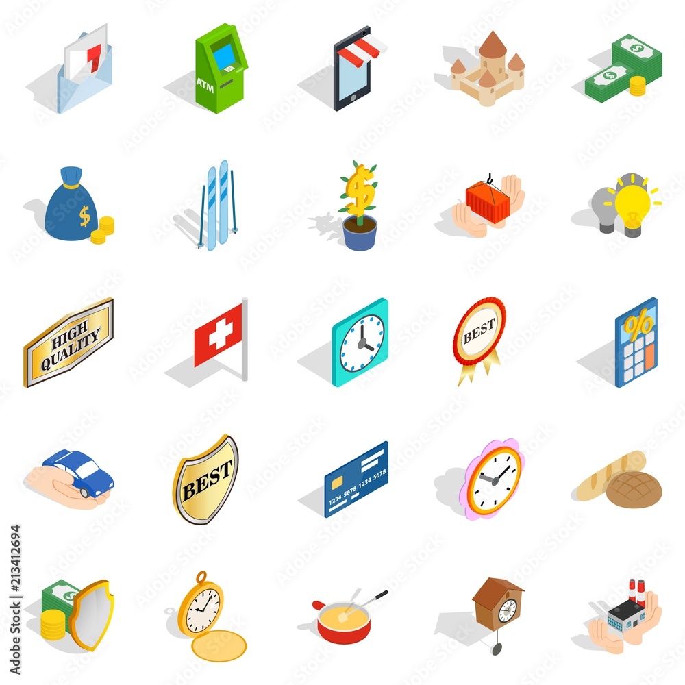 Poster specie icons set. isometric set of 25 specie vector icons for web isolated on white background
