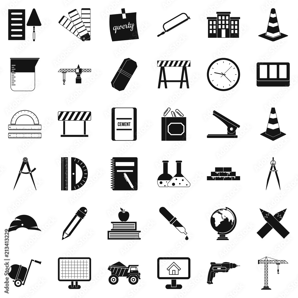 Poster instrument icons set. simple style of 36 instrument vector icons for web isolated on white backgroun