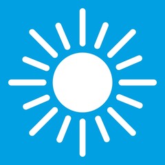 Sun icon white isolated on blue background vector illustration