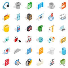 Fototapeta na wymiar Computer part icons set. Isometric style of 36 computer part vector icons for web isolated on white background