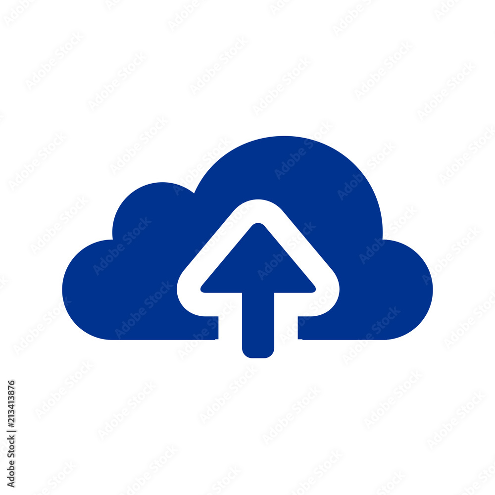 Poster Upload vector icon. Flat sign for mobile concept and web design. Cloud with arrow up simple solid icon