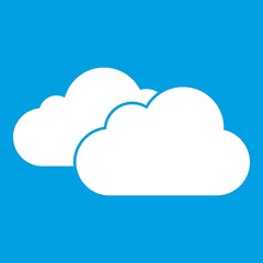Clouds icon white isolated on blue background vector illustration