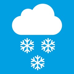 Cloud and snowflakes icon white isolated on blue background vector illustration