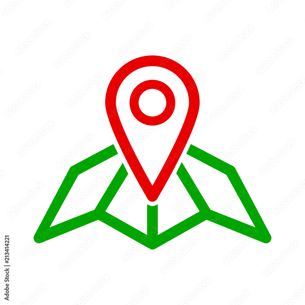 Poster red gps navigator location on city map icon – vector