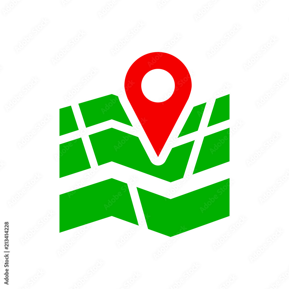 Poster red gps navigator location on city map icon – for stock