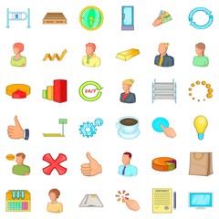 Corporation icons set. Cartoon style of 36 corporation vector icons for web isolated on white background