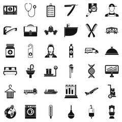 Working icons set. Simple style of 36 working vector icons for web isolated on white background