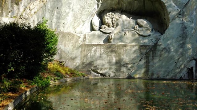 Famous Lion Monument (1820) by Bertel Thorvaldsen, Lucerne, Switzerland