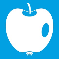 Apple icon white isolated on blue background vector illustration