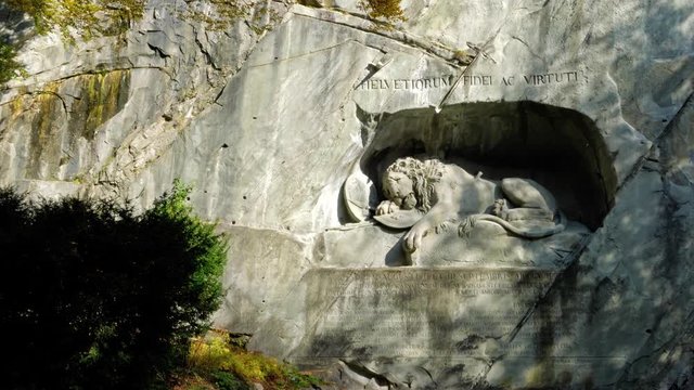Famous Lion Monument (1820) by Bertel Thorvaldsen, Lucerne, Switzerland
