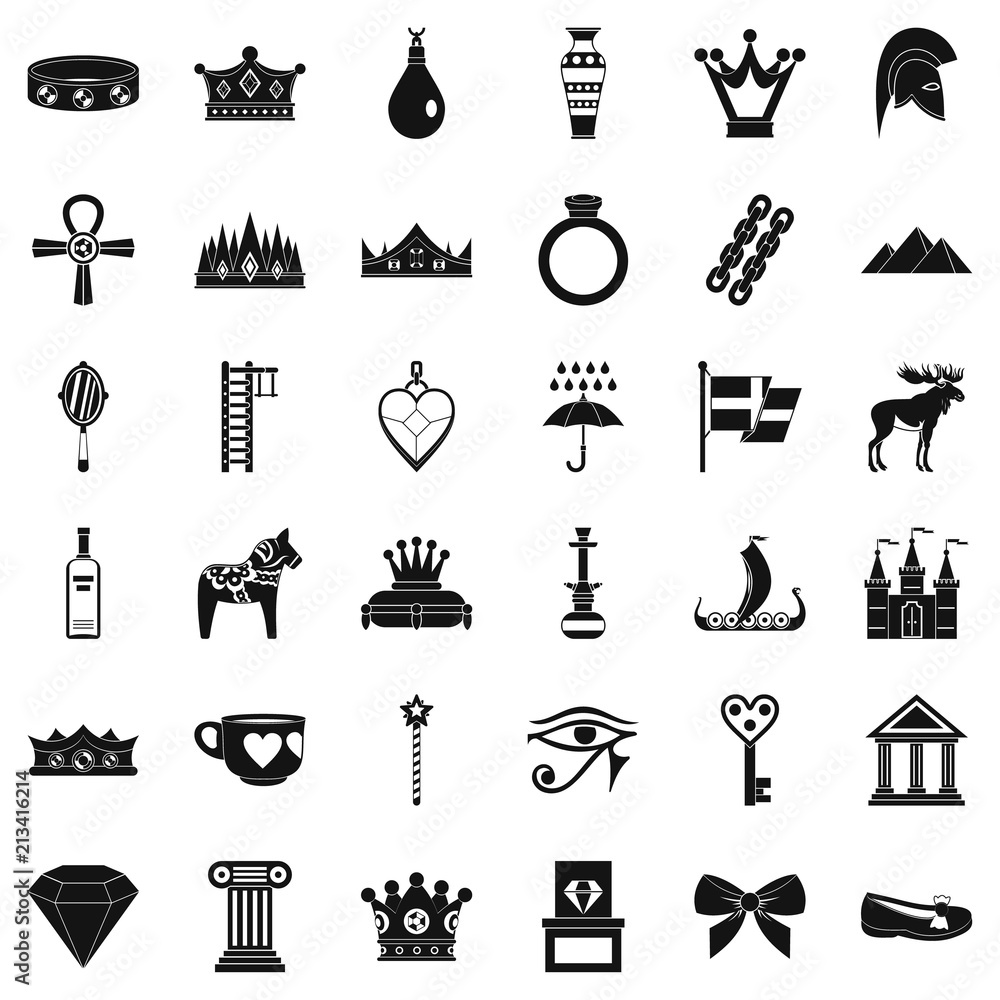 Poster amulet icons set. simple style of 36 amulet vector icons for web isolated on white background