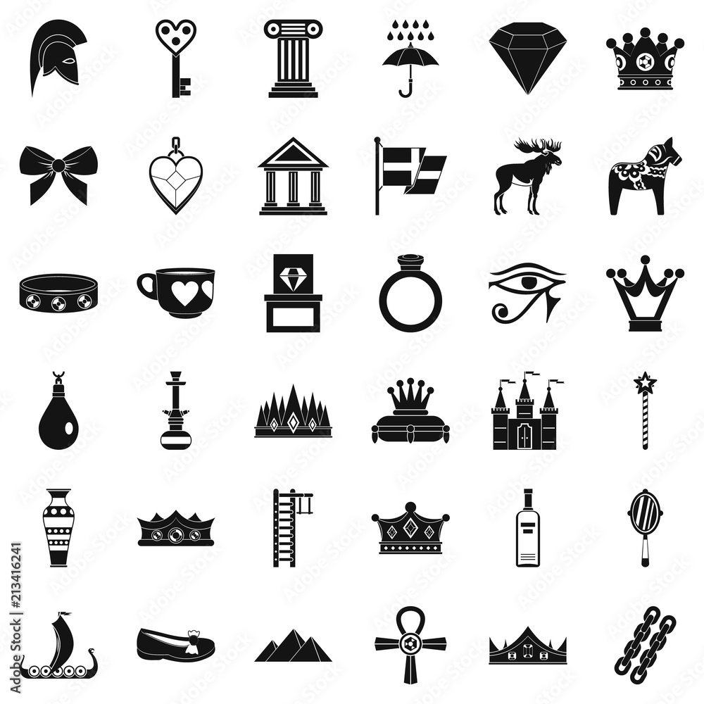 Poster authority icons set. simple style of 36 authority vector icons for web isolated on white background