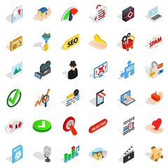 Cyber security icons set. Isometric style of 36 cyber security vector icons for web isolated on white background