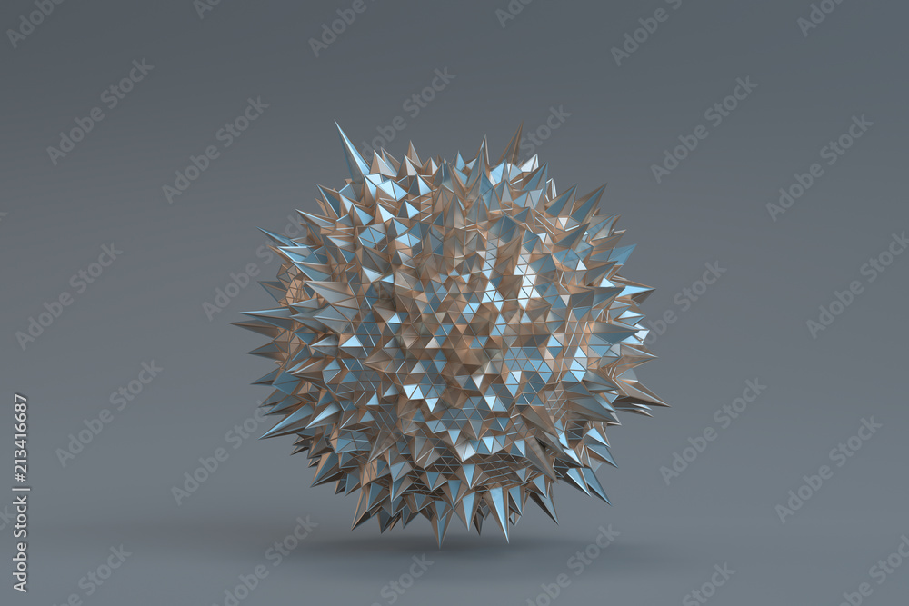 Poster abstract 3d rendering of geometric shape. modern polygonal background with sphere. graphic design fo