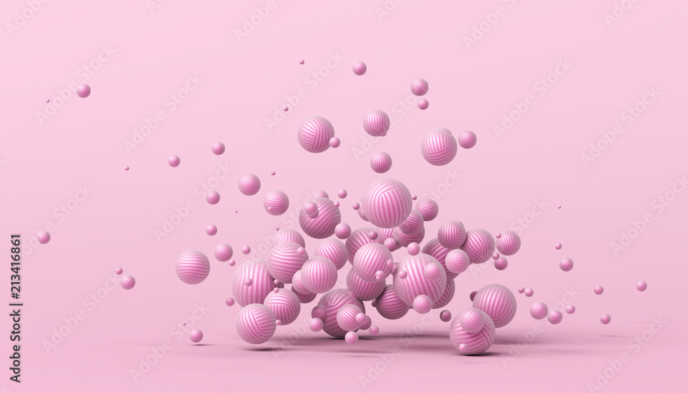 Fototapete abstract 3d rendering of geometric shapes. modern composition. background design with spheres for po