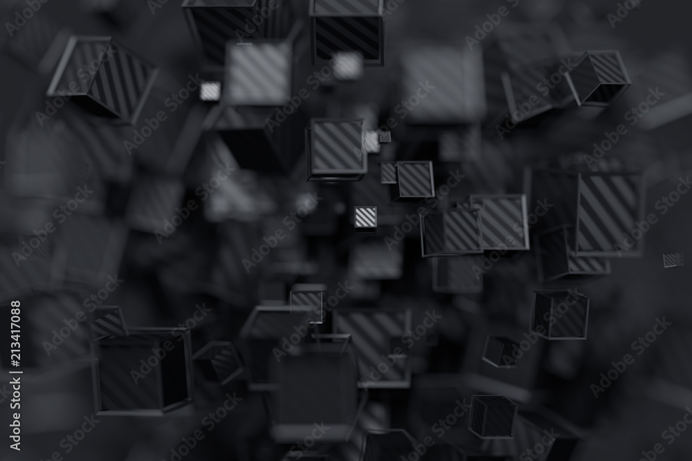 Poster abstract 3d rendering of geometric shapes. composition with cubes. modern background design for post