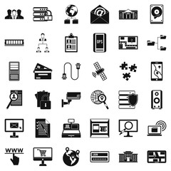 Data in laptop icons set. Simple style of 36 Data in laptop vector icons for web isolated on white background