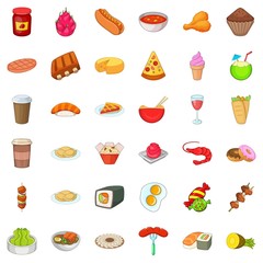 Cooking kitchen icons set. Cartoon style of 36 cooking kitchen vector icons for web isolated on white background