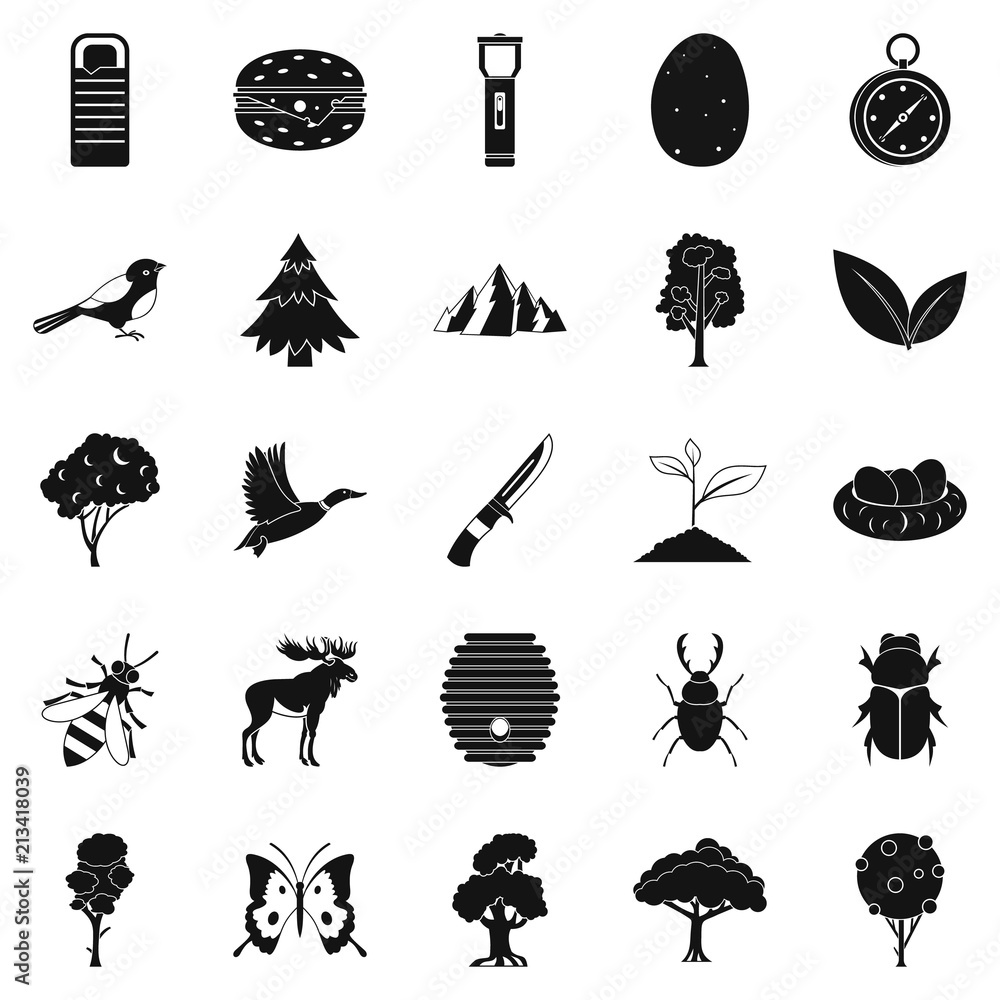 Poster wild nature icons set. simple set of 25 wild nature vector icons for web isolated on white backgroun