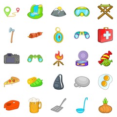 Campsite icons set. Cartoon set of 25 campsite vector icons for web isolated on white background