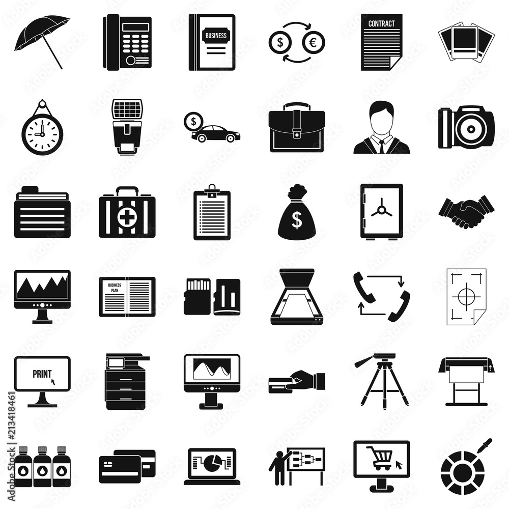 Poster finance department icons set. simple style of 36 finance department vector icons for web isolated on