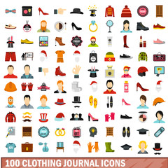100 clothing journal icons set in flat style for any design vector illustration