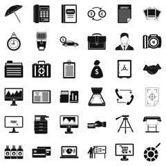 Finance department icons set. Simple style of 36 finance department vector icons for web isolated on white background