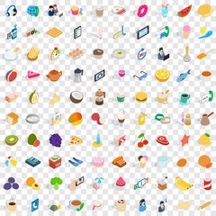 100 bakery icons set in isometric 3d style for any design vector illustration