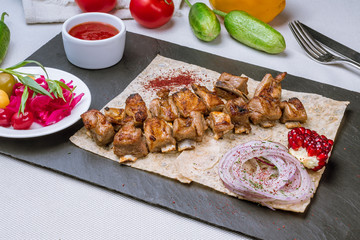 Kebab from lamb ribs