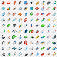 100 faq icons set in isometric 3d style for any design vector illustration