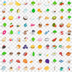 100 farm icons set in isometric 3d style for any design vector illustration