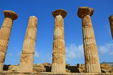 Hercules Temple ancient columns, Italy, Sicily, Agrigento