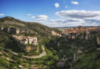 View of the Huécar valley and the Parador, Cuenca, Spain