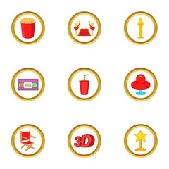 Cinema club icons set. Cartoon set of 9 cinema club vector icons for web isolated on white background